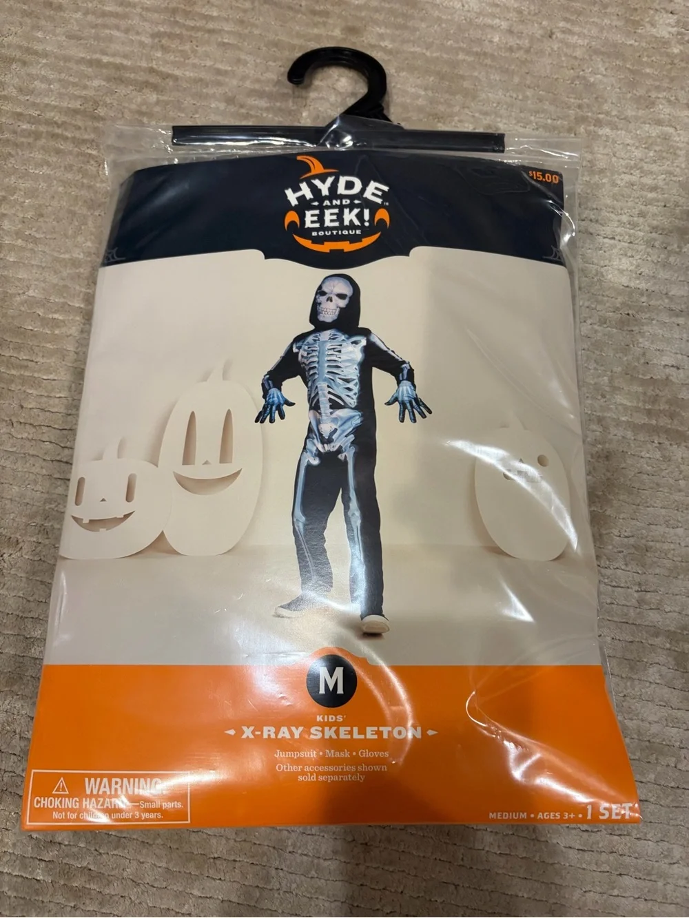 Kids' X-Ray Skeleton Halloween Costume Jumpsuit with Accessories | M (8)